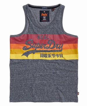 Superdry Vintage Logo Cali Stripe Férfi Mellény Narancssárga/Sötétkék | ZFWYK8472